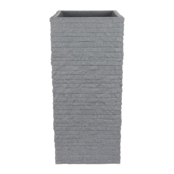 Ziegel-Säulentopf grau 26x26x60cm